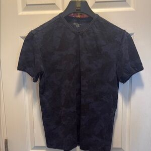 Calvin Klein Black Short Sleeve Tee with Mandarin Collar and Slim Fit